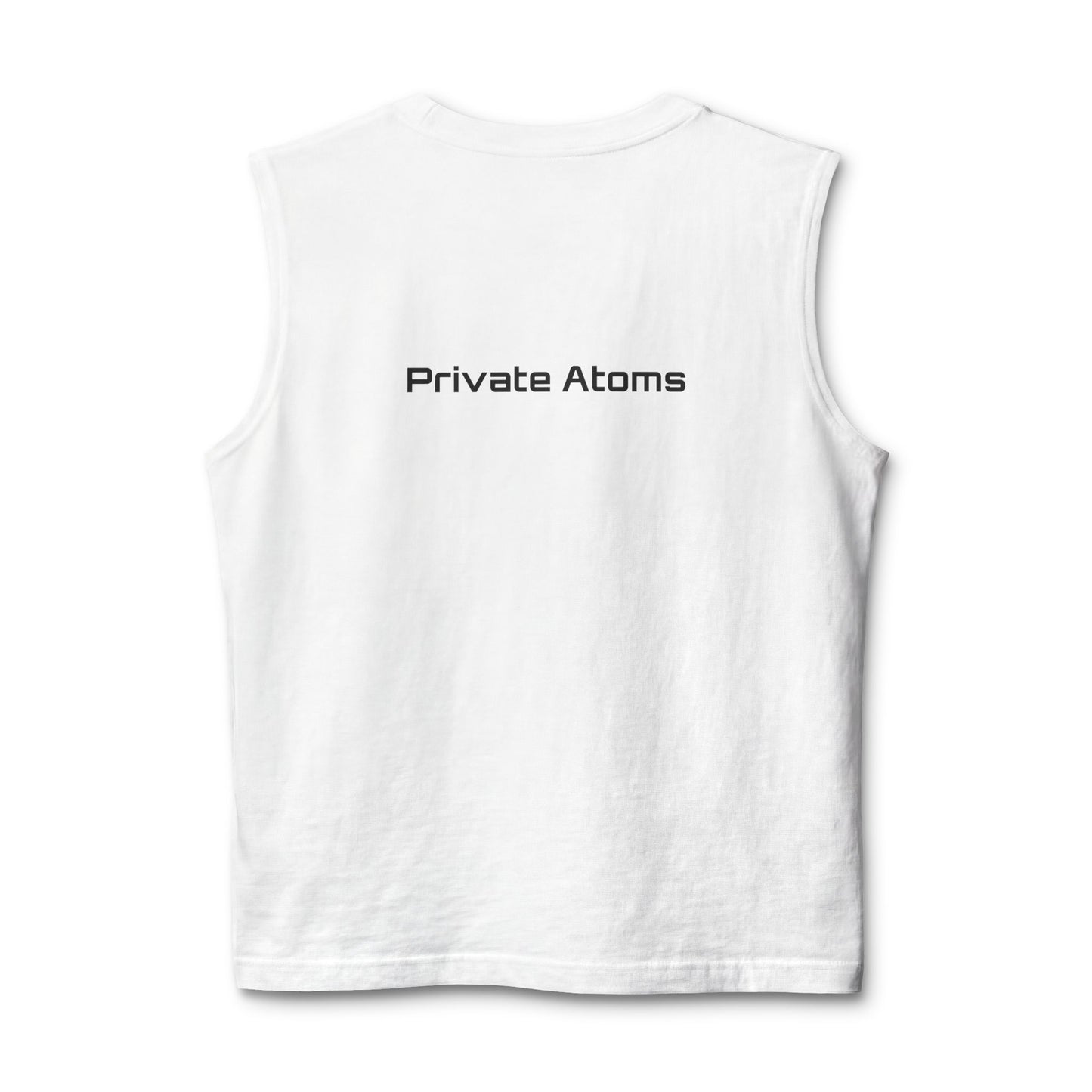 Sunglasses Graphic Muscle Tank – "Private Atoms" Minimalist Tee