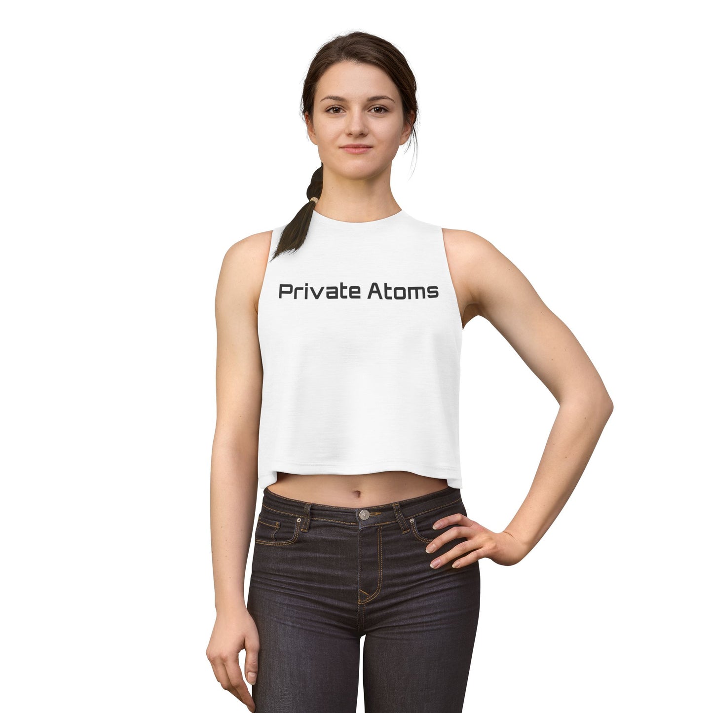 Private Atoms Sunglasses Crop Top — Funny Science Graphic Women's Tank
