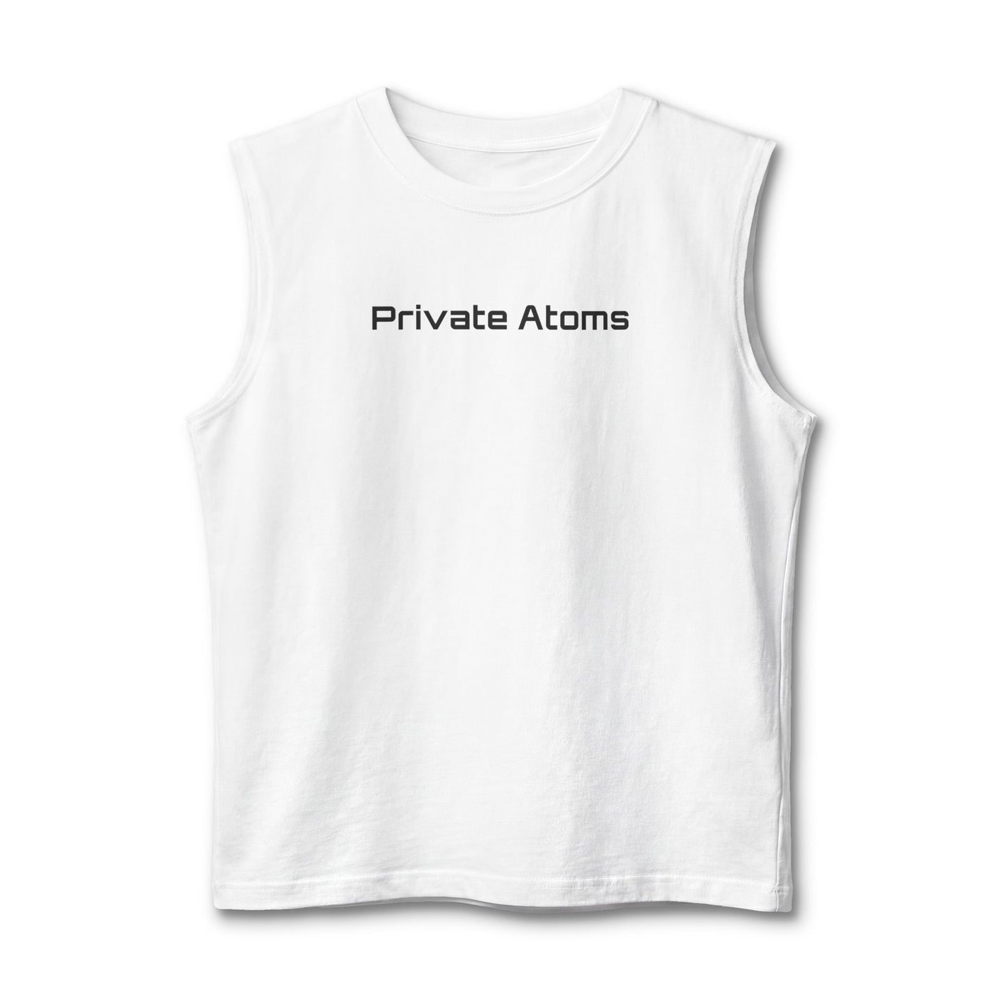 Sunglasses Graphic Muscle Tank – "Private Atoms" Minimalist Tee