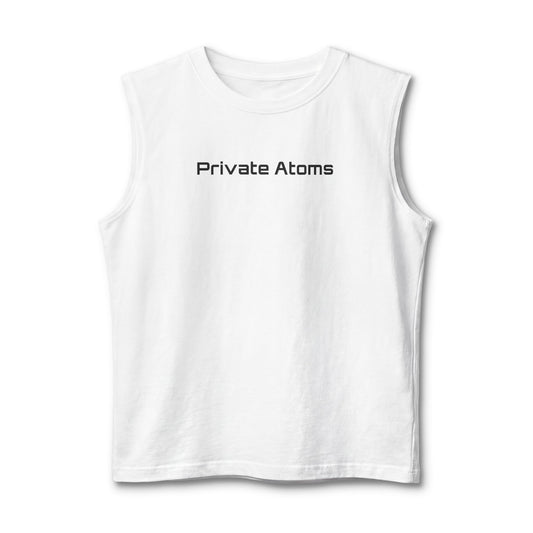 Sunglasses Graphic Muscle Tank – "Private Atoms" Minimalist Tee
